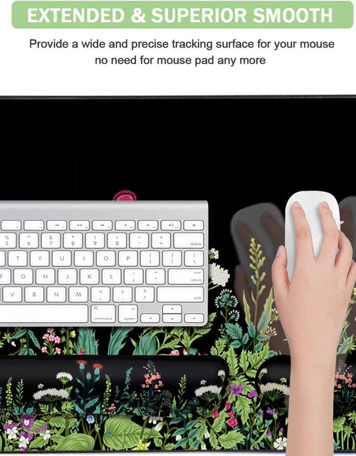 Load image into Gallery viewer, Keyboard Mouse Pad Set, Extended Mouse Pad+Keyboard Wrist Rest Support, Memory Foam Ergonomic Easy Typing, 3Pcs (35.4×15.7 In) Desk Pad Set for Home Office Study Game - Weeds
