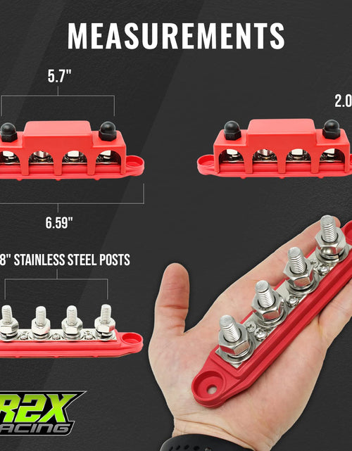 Load image into Gallery viewer, 4 Post Power Distribution Block Bus Bar Pair with Cover - Made in the USA - 250 Amp Rating – Marine Bus Bar, Automotive, and Solar Wiring – Battery Terminal Distribution Block - (Set of 2) (3/8”)
