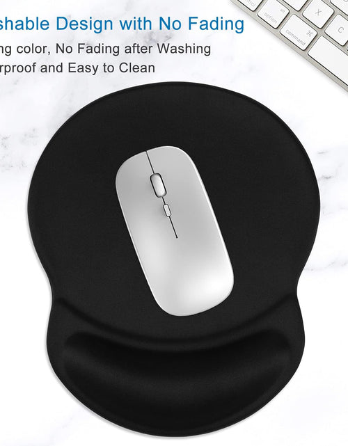 Load image into Gallery viewer, Mouse Pad, Ergonomic Mouse Pad with Gel Wrist Rest Support, Gaming Mouse Pad with Lycra Cloth, Non-Slip PU Base for Computer, Laptop, PC, Home, Office &amp; Travel, Black
