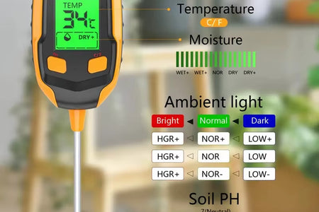 SmartGrow 4-in-1 Digital Soil Meter – Moisture, pH, Temperature & Sunlight Intensity for Perfect Plant Care