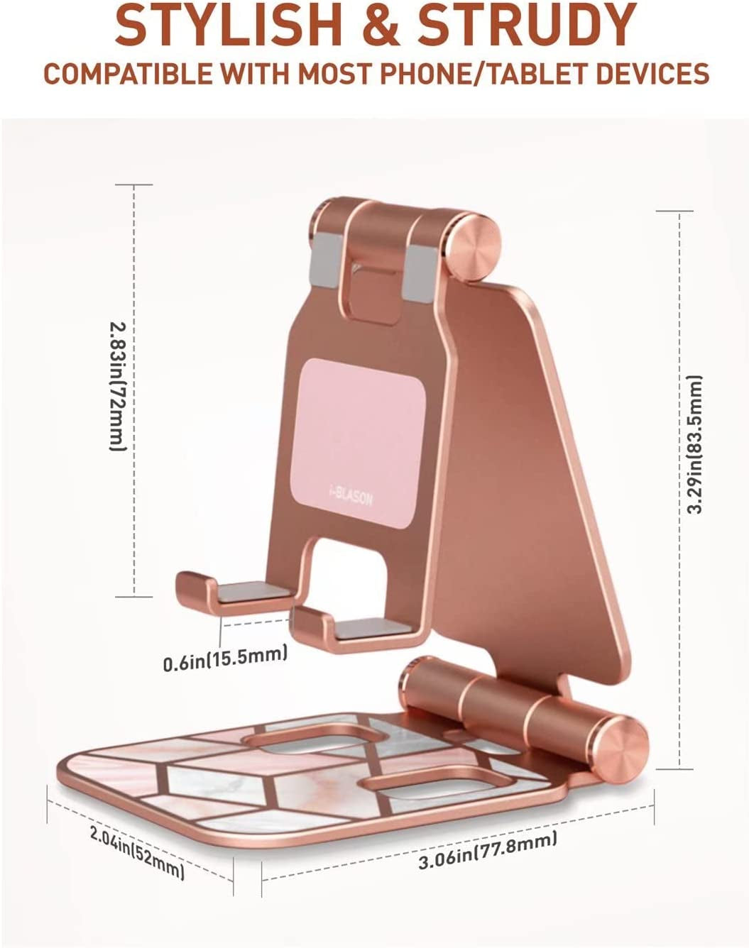 Cell Phone Stand, Foldable Adjustable Phone Mount Holder, Compatible with Iphone 14/Iphone 13/Iphone 12/Iphone 11/Galaxy S22/S21/Pixel 6, Android Smartphones, All Smart Phone (Marble)