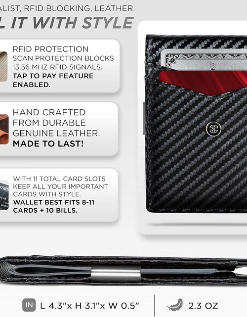 Load image into Gallery viewer, Slim Wallets for Men. Minimalist Bifold Wallet with Money Clip &amp; ID Window. RFID Blocking Credit Card Holder Front Pocket Wallet, Gifts for Men - Husband Father on Birthday Anniversary.
