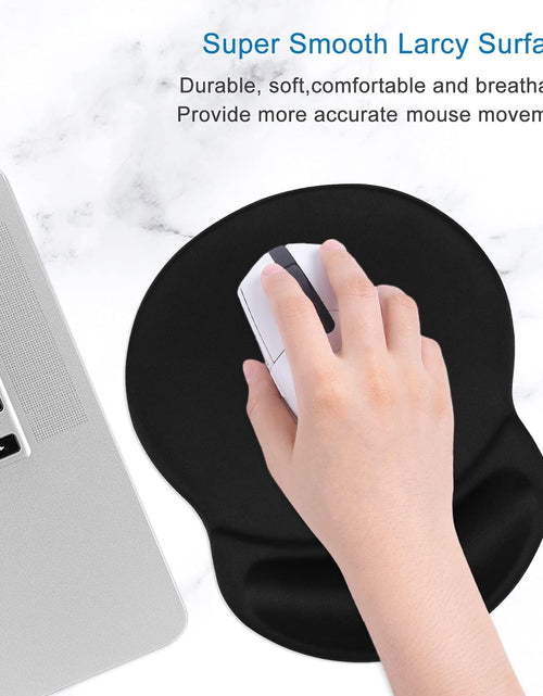 Load image into Gallery viewer, Mouse Pad, Ergonomic Mouse Pad with Gel Wrist Rest Support, Gaming Mouse Pad with Lycra Cloth, Non-Slip PU Base for Computer, Laptop, PC, Home, Office &amp; Travel, Black
