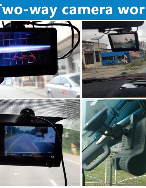 Load image into Gallery viewer, 【Triple Lens System】4" 3-Channel Dash Cam - Front/Rear/Interior Car DVR with Night Vision, 24H Parking Mode, Loop Recording
