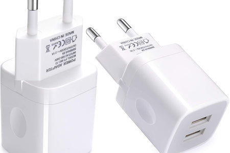 European Wall Charger,  2-Pack USB 2.1AMP Universal Europe Charger Block Dual Port Plug Compatible for Iphone 15 14 13 12 11 Pro Max XS XR X SE 8 7 6 Plus, Samsung S23 S22 A14, Note 20,Lg,Moto