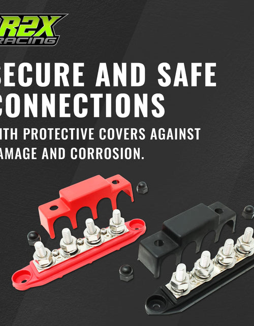 Load image into Gallery viewer, 4 Post Power Distribution Block Bus Bar Pair with Cover - Made in the USA - 250 Amp Rating – Marine Bus Bar, Automotive, and Solar Wiring – Battery Terminal Distribution Block - (Set of 2) (3/8”)
